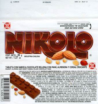 Nikolo Arcor - Barra Sabor Chocolate Con Cacahuate 30 Pz