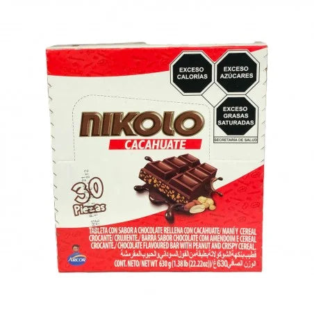 Nikolo Arcor - Barra Sabor Chocolate Con Cacahuate 30 Pz